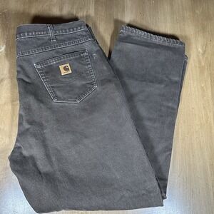 Vintage Carhartt Jean Pants Mens 42x32 Brown Denim Flannel Lined Work B162 DKB